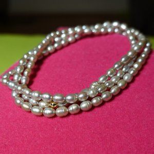 (NWT) Silver Rice Freshwater Bead (3) Bracelets Stack/ Set